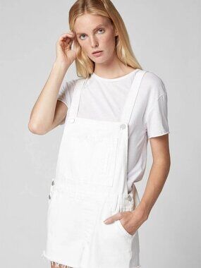 Blank NYC White Denim Short Overalls
